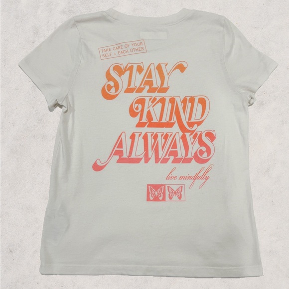 Abercrombie Kids Girls White Graphic Logo Short Sleeve Shirt- Size 11/12 - Picture 3 of 3